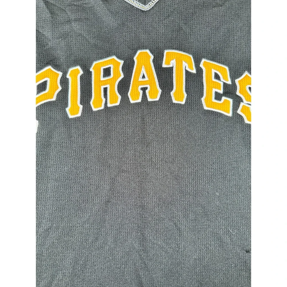 Pittsburgh Pirates Baseball Team Jersey Mens‎ Large Black Yellow V Neck Logo